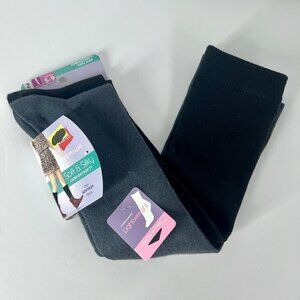 NWT 2 Pack Hanes‎ Premium Soft & Silky Comfortsoft Socks in Black / Gray Sz 5-9